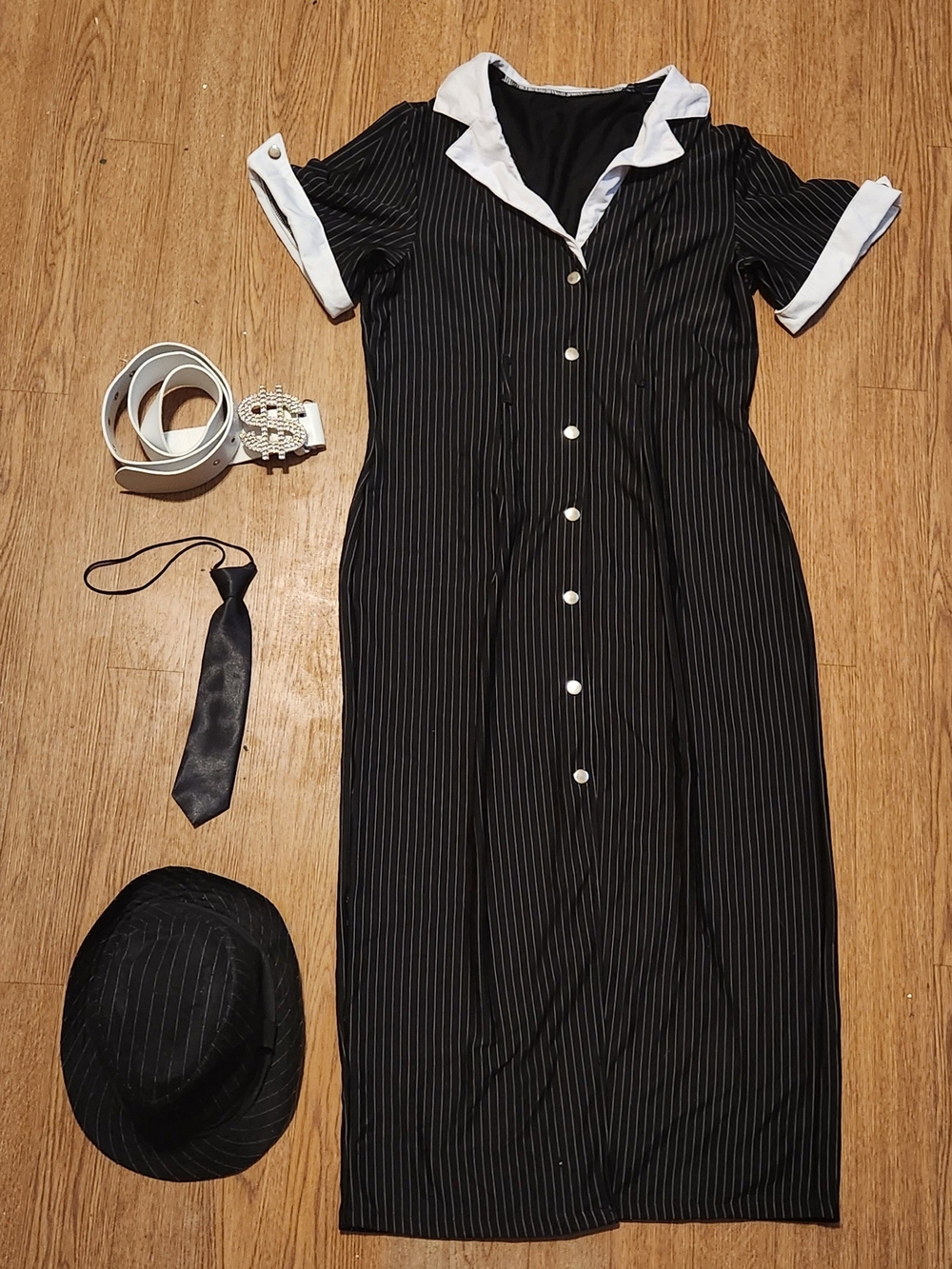 Halloween Pinstripe Gangster Girl Costume